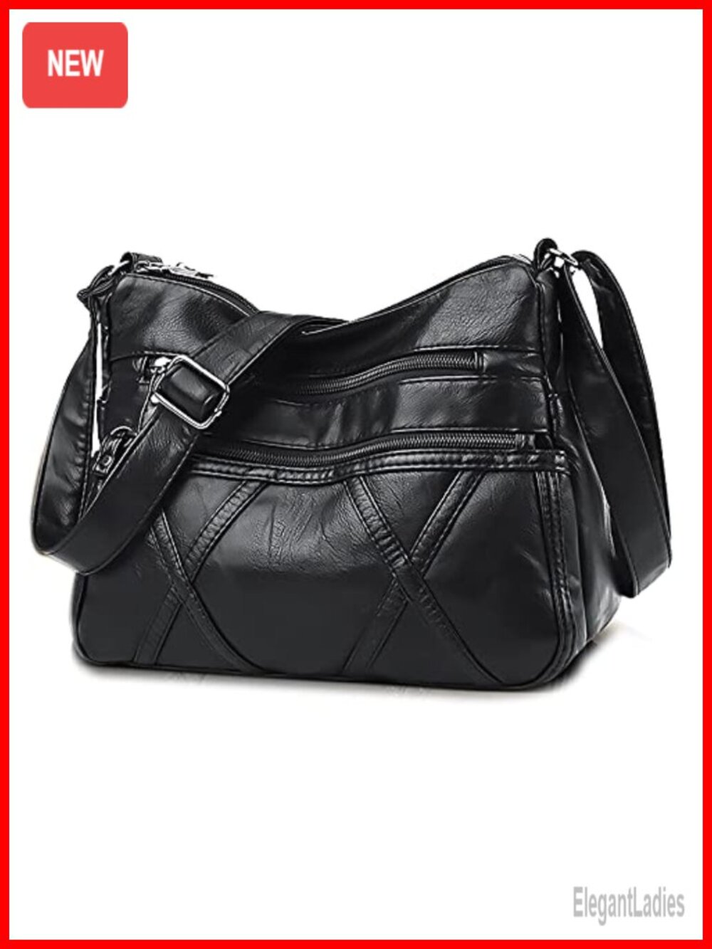 Crossbody Bag Women Shoulder Purse Washed PU Leather Vegan Multiple Pockets